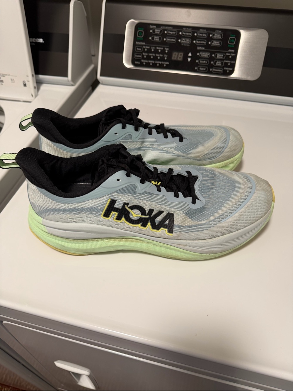 Hoka Men's Running Shoes in Light Blue, Lime & Black